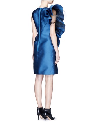 Back View - Click To Enlarge - LANVIN - Mesh side ruffle techno satin dress