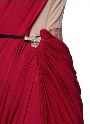 Detail View - Click To Enlarge - LANVIN - Crystal pavé clasp slash jersey drape dress
