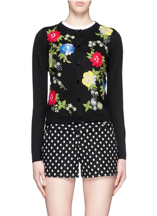 Main View - Click To Enlarge - ALICE & OLIVIA - 'Quinlan' floral embroidery cardigan
