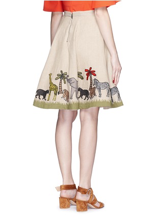 Back View - Click To Enlarge - ALICE & OLIVIA - 'Earla' safari embroidery linen flare skirt
