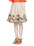 Front View - Click To Enlarge - ALICE & OLIVIA - 'Earla' safari embroidery linen flare skirt