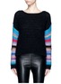 Main View - Click To Enlarge - SAINT LAURENT - Stripe sleeve pointelle knit sweater
