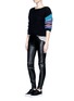 Figure View - Click To Enlarge - SAINT LAURENT - Stripe sleeve pointelle knit sweater