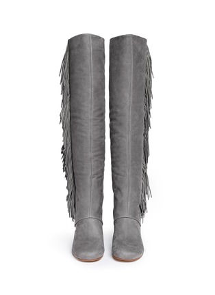 Figure View - Click To Enlarge - SAM EDELMAN - 'Taylan' fringe suede knee high boots