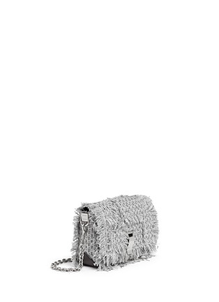Front View - Click To Enlarge - PROENZA SCHOULER - 'Extra Small Courier' frayed tweed chain bag