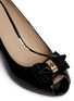 Detail View - Click To Enlarge - TORY BURCH - Bow patent leather wedge peep toe pumps