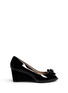 Main View - Click To Enlarge - TORY BURCH - Bow patent leather wedge peep toe pumps