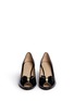 Figure View - Click To Enlarge - TORY BURCH - Bow patent leather wedge peep toe pumps