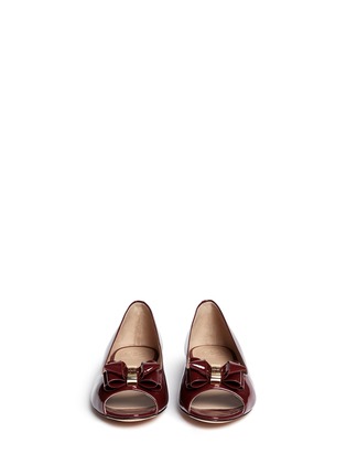 Figure View - Click To Enlarge - TORY BURCH - Bow patent leather peep toe flats