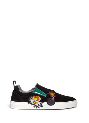 Main View - Click To Enlarge - MSGM - Spaceship appliqué suede skate slip-ons