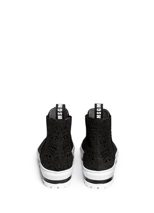 Back View - Click To Enlarge - MSGM - Guipure lace high top flatform slips-ons