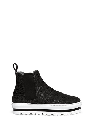 Main View - Click To Enlarge - MSGM - Guipure lace high top flatform slips-ons