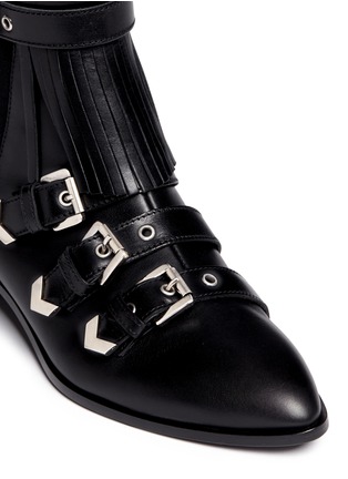 Detail View - Click To Enlarge - MSGM - Fringe multi buckle leather ankle boots