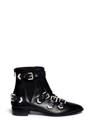 Main View - Click To Enlarge - MSGM - Fringe multi buckle leather ankle boots