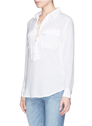 Front View - Click To Enlarge - EQUIPMENT - 'Knox' lace up silk shirt