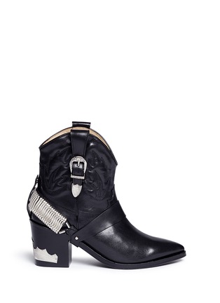 Main View - Click To Enlarge - TOGA SHOES - Detachable elastic metal strap leather cowboy boots