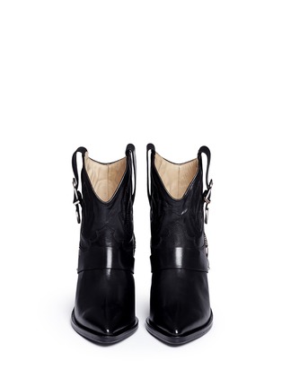 Figure View - Click To Enlarge - TOGA SHOES - Detachable elastic metal strap leather cowboy boots