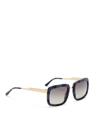 Figure View - Click To Enlarge - STELLA MCCARTNEY - Marble print wire temple acetate sunglasses