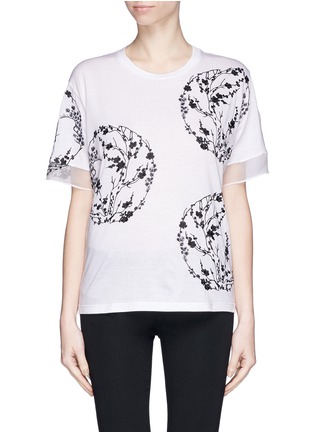 Main View - Click To Enlarge - ALEXANDER MCQUEEN - Blossom embroidery organza sleeve T-shirt
