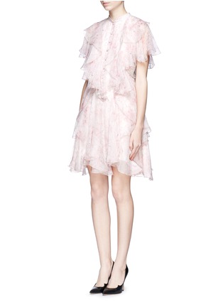 Figure View - Click To Enlarge - ALEXANDER MCQUEEN - Cherry blossom print ruffle crepon dress