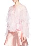 Front View - Click To Enlarge - ALEXANDER MCQUEEN - Cherry blossom print ruffle silk crepe blouse