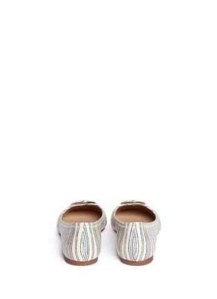 Back View - Click To Enlarge - TORY BURCH - 'Reva' snake embossed stripe leather ballerina flats