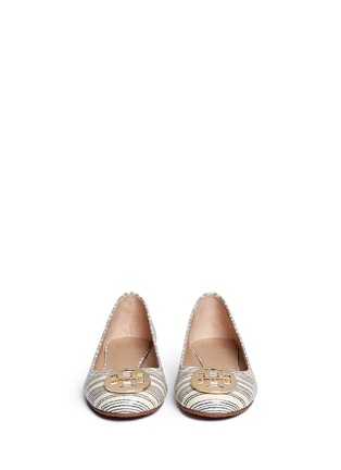 Figure View - Click To Enlarge - TORY BURCH - 'Reva' snake embossed stripe leather ballerina flats