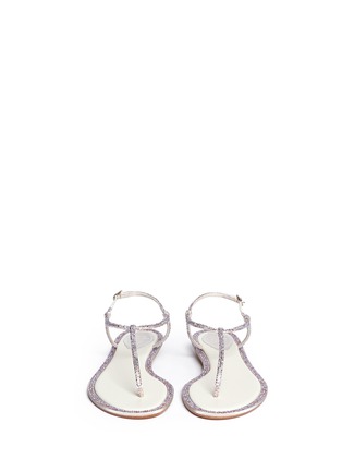 Figure View - Click To Enlarge - RENÉ CAOVILLA - 'Cupido' strass pavé rim satin T-strap sandals 