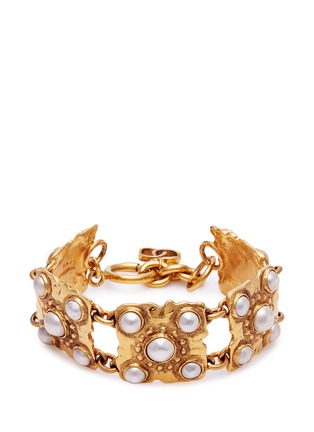 Main View - Click To Enlarge - VINTAGE CHANEL - Faux pearl square link bracelet