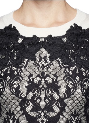 Detail View - Click To Enlarge - DIANE VON FURSTENBERG - Floral lace panel sweater