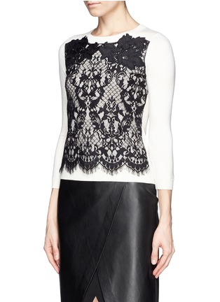 Front View - Click To Enlarge - DIANE VON FURSTENBERG - Floral lace panel sweater