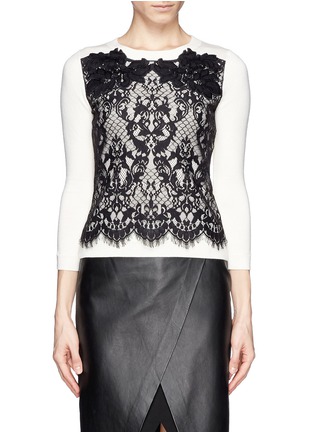 Main View - Click To Enlarge - DIANE VON FURSTENBERG - Floral lace panel sweater