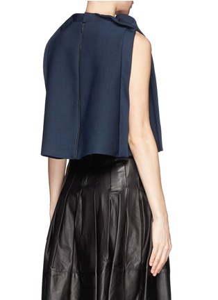 Back View - Click To Enlarge - DELPOZO - Scalloped trim colourblock cropped top