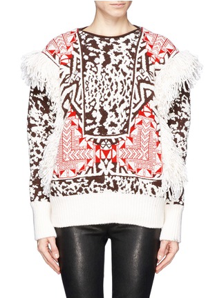 Main View - Click To Enlarge - EMILIO PUCCI - Tribal jacquard knit fringe navajo sweater