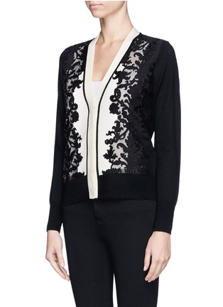 Front View - Click To Enlarge - TORY BURCH - 'Dixie' damask mesh overlay cardigan