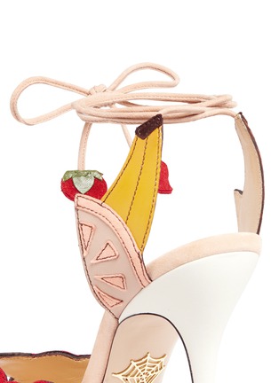 Detail View - Click To Enlarge - CHARLOTTE OLYMPIA - 'Fruit Salad' ankle tie suede sandals
