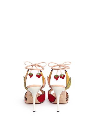 Back View - Click To Enlarge - CHARLOTTE OLYMPIA - 'Fruit Salad' ankle tie suede sandals