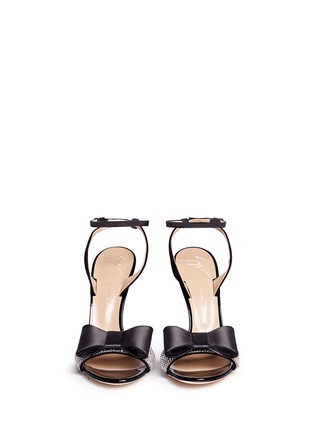 Front View - Click To Enlarge - 73426 - 'Kloe' glass crystal band satin ribbon sandals