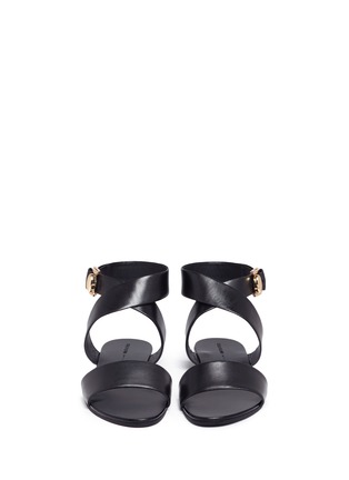 Front View - Click To Enlarge - STELLA LUNA - 'Double-Ring' turnlock bar cross strap leather sandals