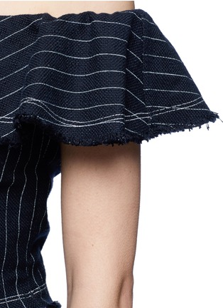 Detail View - Click To Enlarge - T BY ALEXANDER WANG - Stripe off-shoulder cropped burlap top