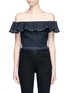 Main View - Click To Enlarge - T BY ALEXANDER WANG - Stripe off-shoulder cropped burlap top