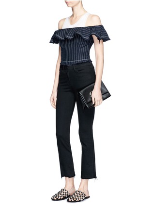 Figure View - Click To Enlarge - T BY ALEXANDER WANG - Stripe off-shoulder cropped burlap top