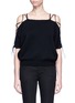 Main View - Click To Enlarge - VALENTINO GARAVANI - Lace-up cold shoulder cashmere sweater
