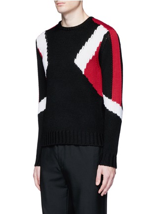 Front View - Click To Enlarge - NEIL BARRETT - 'Retro Modernist' intarsia wool sweater