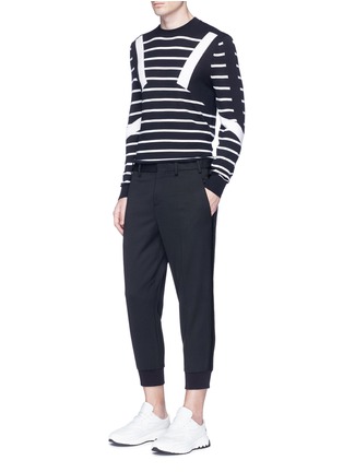 Figure View - Click To Enlarge - NEIL BARRETT - Stripe trim slim fit cropped pants