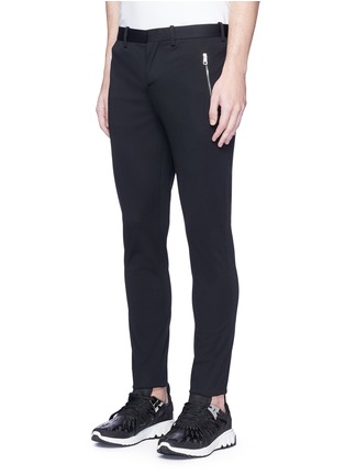Front View - Click To Enlarge - NEIL BARRETT - Zip pocket jersey skinny pants