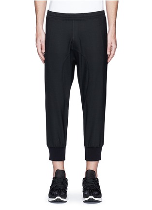 Main View - Click To Enlarge - NEIL BARRETT - Satin trim cropped jogging pants