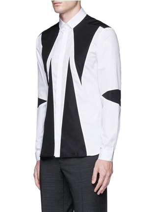 Front View - Click To Enlarge - NEIL BARRETT - 'Abstract Modernist' colourblock poplin shirt