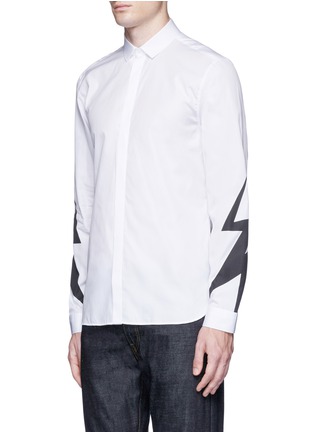 Front View - Click To Enlarge - NEIL BARRETT - Thunderbolt print cotton poplin shirt