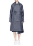 Main View - Click To Enlarge - SHUSHU/TONG - Ruffle trim waistband oversized denim coat